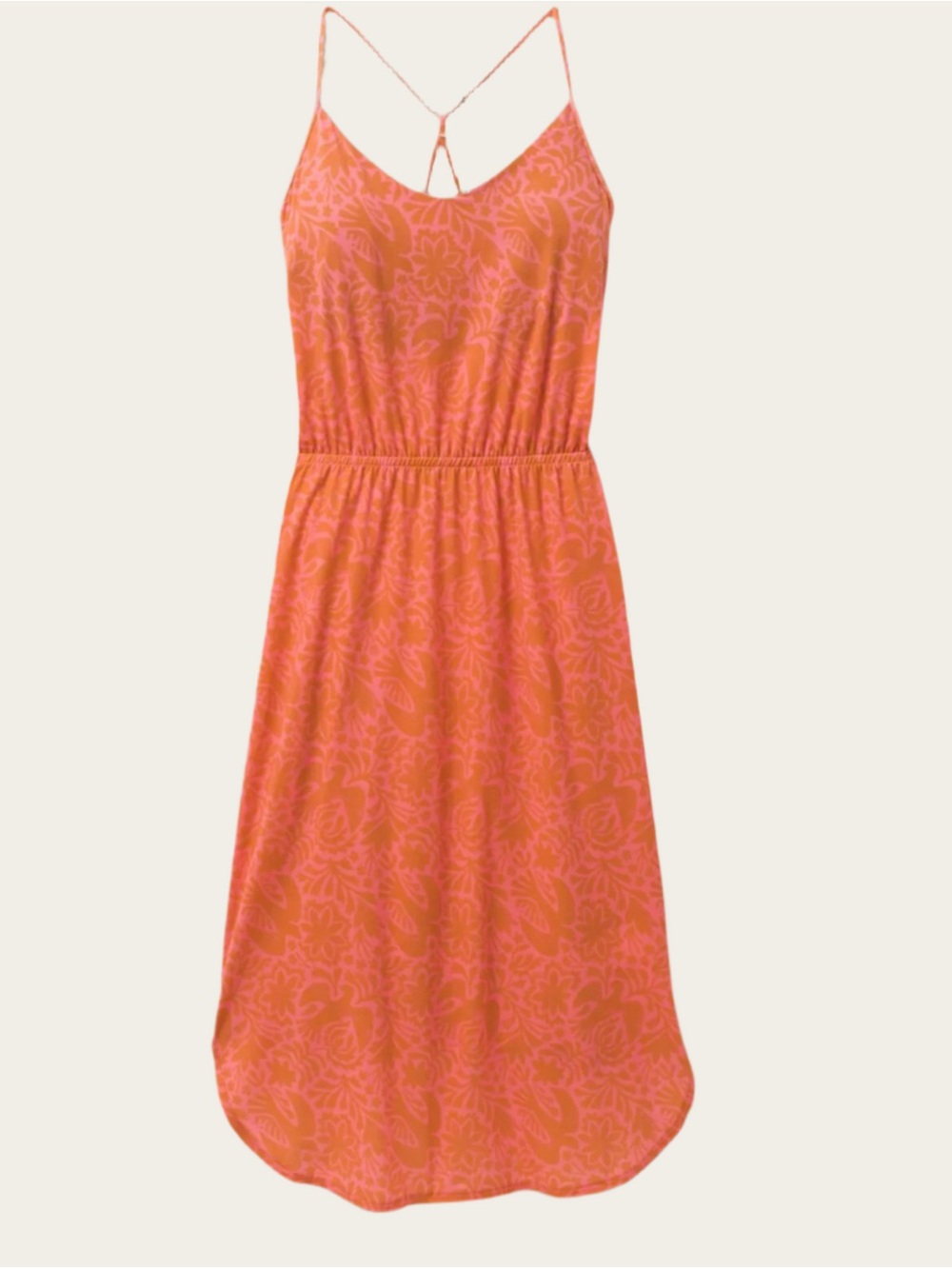 prAna Ayla Dress Orange Floral Racerback Built-In Bra NWT Size S